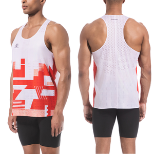 Custom Logo Mens Quick Dry Laser Cut Tank Top Geometric Print Breathable Athletic <strong>Running</strong> <strong>Singlet</strong> for Wholesale - Product Image 1