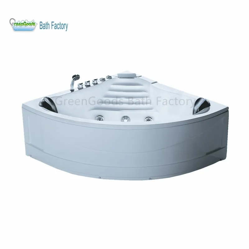 Newest Design Computer Controlled White Acrylic Whirlpool Massage Corner Bathtub