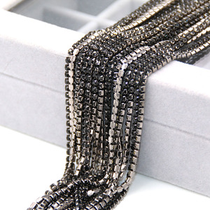 Cadena de copa de diamantes de imitación sueltos de <span class=keywords><strong>cristal</strong></span> negro metálico con garra plateada <span class=keywords><strong>9</strong></span> facetas Hot Fix-Calidad superior - Product Image 3