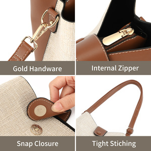 <b>Women's</b> High-End PU Leather Zipper Closure Eco-Friendly Weekend Handbag Custom Waterproof Bucket <b>Bag</b> - Product Image 6