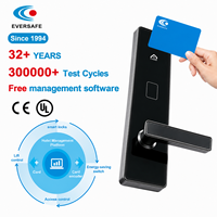 Cerradura de Puerta con Tarjeta para Hotel, Control de Acceso sin Llave, Lector de Tarjetas Inteligentes para Hotel, Motel u Oficina, Cerradura Negra Resistente con Llave de Emergencia