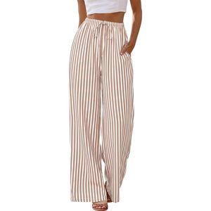 Women's Linen Summer Palazzo Pants Wide Leg High Waist Breathable Beach Trousers With Pockets - Product Image 2