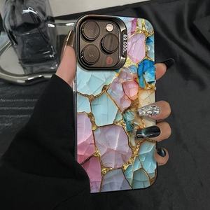 Cover per Cellulare in TPU PC con Stampa Motivo Pietra Colorata e Placcatura Argento per <span class=keywords><strong>iPhone</strong></span> 11 12 13 14 15 16 17 18 Pro Max - Product Image 5
