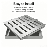 Grille de drainage en acier inoxydable encadrée, anti-corrosion, amovible, pour sols en béton renforcé de routes municipales