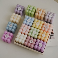 Décoration d'intérieur en gros, bougie artisanale en forme de cube 3D à bulles, aromathérapie créative, bougie en cire de soja, bougie à bulles mignonne, bougie parfumée personnalisée