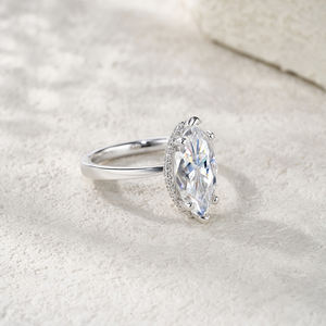 महिलाओं के लिए शानदार आकार मोइससानाइट रिंग, 925 चांदी की सफेद सोने की अंगूठी शादी की सगाई पार्टी दैनिक - Product Image 3