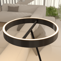 Lampe de sol LED ronde design moderne avec télécommande pour salon, chambre, bureau, coin lecture
