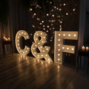 定制大型 LED 灯箱字母数字金属发光标志牌，适用于婚礼公司广告，多色，带遥控器 - Product Image 4