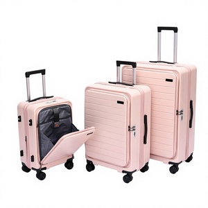 Factory Custom 3 Piece Luggage Set ABS Hardshell Front Open TSA Spinner Wheels Luggage Carry on Suitcase Travel Luggage Bags