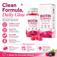 Vente en gros directe usine – Gummies de biotine 5000mcg pour adultes – Soutien cheveux, peau, ongles et collagène – 60 unités – Prix avantageux