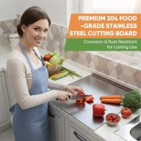 Tabla de cortar en forma de L de acero inoxidable con borde, antideslizante, apta para lavavajillas, de doble cara, para hornear carne, frutas, verduras y pan