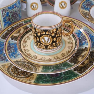 Family Luxury Western Bone China Porcelain <b>Dinnerware</b> Set with Plate Bowl European Color - Product Image 2