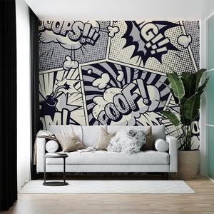 Papel pintado moderno Pop Art Peel and Stick 3D Mural patrón botánico blanco y negro impermeable para sala de estar cómics de estilo antiguo - Product Image 5