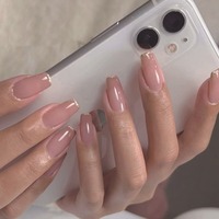 24 Uñas Postizas Acrílicas de Estilo Francés Color Rosa, Uñas Artificiales Cortas, Uñas Falsas