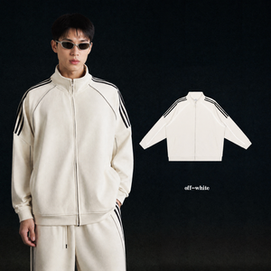 OEM Custom Blank Mens Sweatsuits Oversized Dark Grey Zip Up Track Jacket and Jogger Pants Two Piece Set Men Tracksuits 8044 - Product Image 3