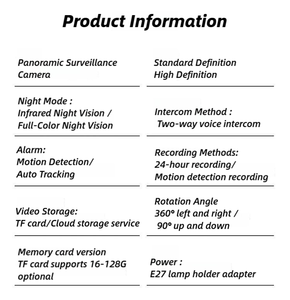Chất lượng cao V380 trong nhà không dây <span class=keywords><strong>wifi</strong></span> mạng E27 vít Bóng đèn máy ảnh với ai chuyển động của con người phát hiện chống trộm báo động CMOS cảm biến - Product Image 3