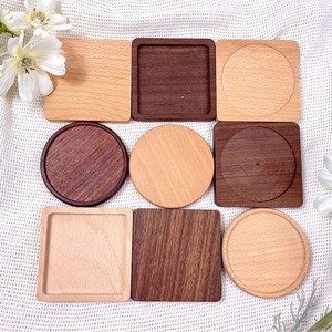 Posavasos de rompecabezas de madera personalizado Rectangular de madera de Acacia personalizado de nogal Premium redondo con posavasos de cerámica - Product Image 5