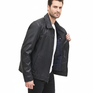Chaqueta de Motociclista de Cuero Sintético de Primera Calidad para Hombre, Talla Grande, Tejida, Transpirable, Estilo Clásico, Ropa Exterior Informal, OEM - Product Image 1