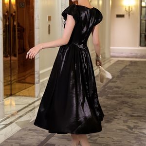 ZYHT 45153 Venta al por mayor A-Line Banquete Vestidos de noche Elegante <span class=keywords><strong>Curvy</strong></span> Perlas Decoración Maxi Longitud Señoras Negro Vestidos de <span class=keywords><strong>fiesta</strong></span> largos - Product Image 2
