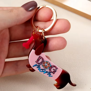 Dachshund Hot Dog Wiener Dog Food Acrílico Anime Estilo Mosquetón Llavero para amantes de los perros - Product Image 2