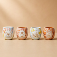 Oman arabe logo personnalisé couleur émaillée 110ml argile saoudienne Cawa tasse à thé sans poignée en céramique expresso tasse à café