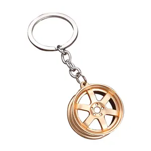 Creative Gifts Three-dimensional Car Modification Accessories Wheel Hubs Metal Keychains Advertising Waist Hanging Keychains