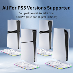 Support de charge et de refroidissement RGB multifonctionnel pour manettes DualSense PS5 / PS5 <span class=keywords><strong>Slim</strong></span> / PS5 Pro, avec rangement pour disques et crochet pour casque - Product Image 2