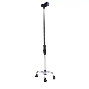 Aides à la marche à hauteur réglable en acier inoxydable pour handicapés ou personnes âgées Canes à 4 pattes Canne de marche Canne médicale