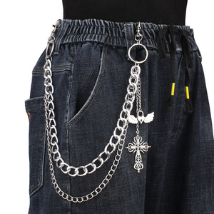 <b>Cross</b> Double Layer Trouser <b>Chain</b> Zinc Alloy Waist <b>Chain</b> Daily Wear Punk Style Body <b>Chain</b> - Product Image 2