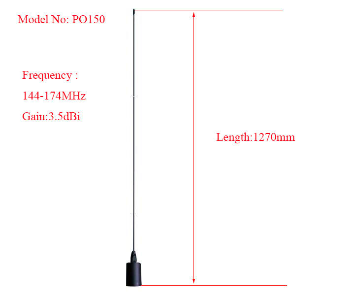 High gain vehicle antenna PO150  VHF 136-174M 1/4 wave mobile whip antnena VHF144M car radio antenna