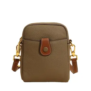 Small purses handbag supplier women Summer simplicity cowhide leather messenger phone hand bags ladies