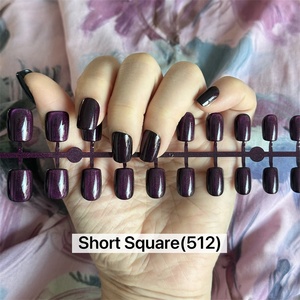 Lindo ojo de gato diseño francés púrpura acrílico Press-Ons 30 piezas ataúd corto <span class=keywords><strong>uñas</strong></span> postizas <span class=keywords><strong>para</strong></span> mujeres pegamento brillante Dedo de palo Simple - Product Image 4