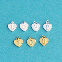 Vente en gros de breloques en forme de cœur de 8 mm avec initiales, breloques alphabet coulissantes pour la fabrication de bracelets, colliers et bijoux DIY
