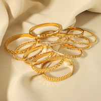 Bracelet jonc matelassé pour femme LUCKYDG en acier inoxydable plaqué or 18 carats, étanche, hypoallergénique et inaltérable