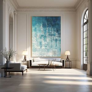 Arte Original Hecho a Mano, Minimalista, Azul y Blanco, Estilo Wabi Sabi, Pintura Moderna Texturizada en Yeso, Arte de Pared para Hogar y Galería - Product Image 6