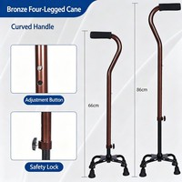 Béquilles en alliage d'aluminium, capacité 300 lb, hauteur réglable 66-86 cm, base interchangeable quadri-pattes ou monopattes avec LED pour seniors