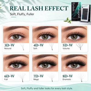 Extensions de cils W personnalisables et améliorables 3D 4D 5D 6D 7D 8D, vente en gros, plateaux de cils W 8-15mm, extensions de cils volume intense - Product Image 3