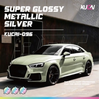KUCAI 1.52*17 mètres PET Super Brillant Métallisé Argent Brillant Film Vinyle Adhésif pour Carrosserie Automobile