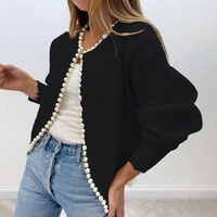 Commerce extérieur transfrontalier Été 2025 Pull en tricot acrylique à col en V, dos nu, orné de dentelle et de perles, longueur standard, manches longues