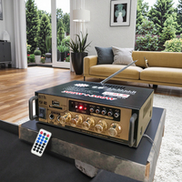 BT-198A Amplificateur Audio de Puissance Domestique Mini Haute Performance 12V 2 x 300W avec Radio Disque U Sans Perte, Récepteurs BT Haute Puissance 220V