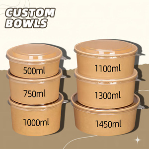 Tazón de Papel Kraft con Logotipo Personalizado de Fábrica, Tazón de Papel Desechable de 750 ml, Tazón de Ensalada de Papel Resistente y Biodegradable, a Prueba de Fugas, de 1100 ml - Product Image 1