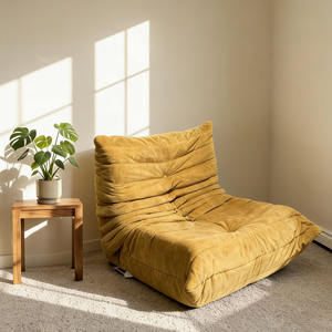 Set di Divani Bean Bag dal Design Minimalista e Moderno, Arredamento per <span class=keywords><strong>Casa</strong></span>, Poltrona Singola Gialla Comprimibile - Product Image 3