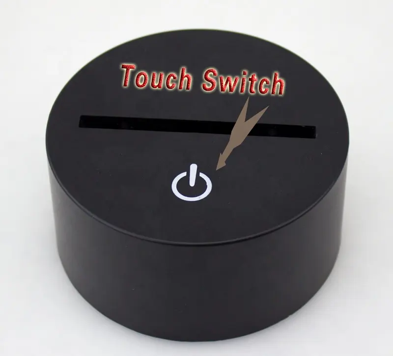 Black Touch sensor switch 7 color change 3d acrylic illusion night lamp base