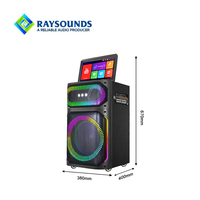Altavoz Portátil con Pantalla Grande RAYSOUNDS, Máquina de Karaoke con Gabinete de Madera y Super Bajos para Eventos y Fiestas al Aire Libre