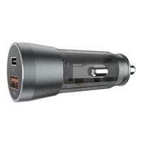 Chargeur de voiture 53W 30W PD QC3.0 double port USB A + Type C, charge rapide, adaptateur de chargeur de téléphone de voiture transparent
