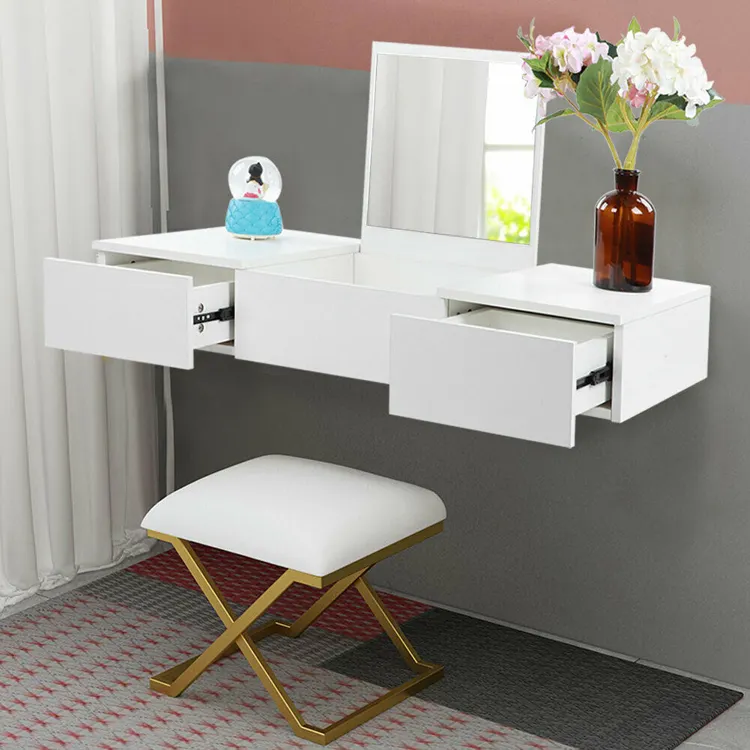 Hot selling fashion comfortable Suspended Mirrored Dressing Table Makeup Desk