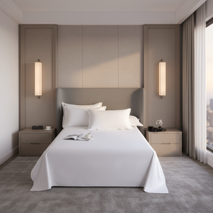Lenzuola in Puro Cotone Bianco Personalizzate per Hotel, Lenzuola con Angoli Elasticizzati - Product Image 4