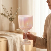Cáliz de Cristal de Cuarzo Alquímico HF 432Hz 440Hz para Sanación Sonora, Cuenco de Cristal Rosa Sakura, Santo Grial Sonoro para Meditación y Yoga