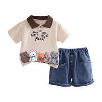 2025 été nouvelle tenue décontractée pour garçons à la mode bébé ours Polo Jersey chemise avec col rabattu manches courtes ensemble deux pièces