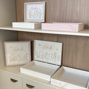 Boîte cadeau décorative brodée pour conférence de presse, boîte à parfum de luxe en bois MDF, emballage en <span class=keywords><strong>tissu</strong></span>, boîte de présentation de bougies - Product Image 3